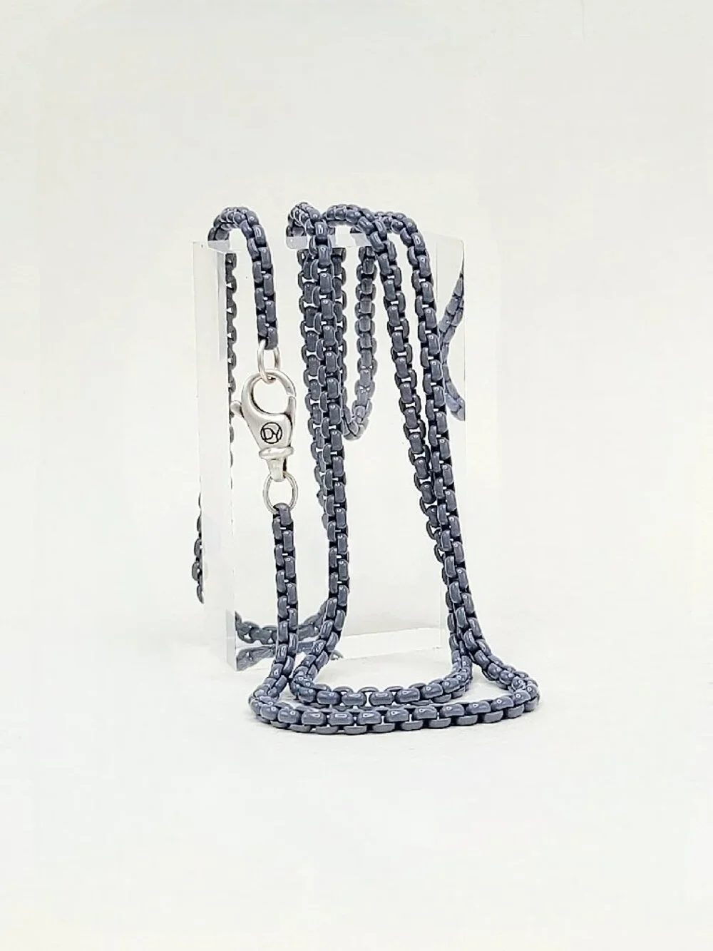 David Yurman Box Chain Necklace in Sterling Silver w/ Gray Stainless Steel - 22